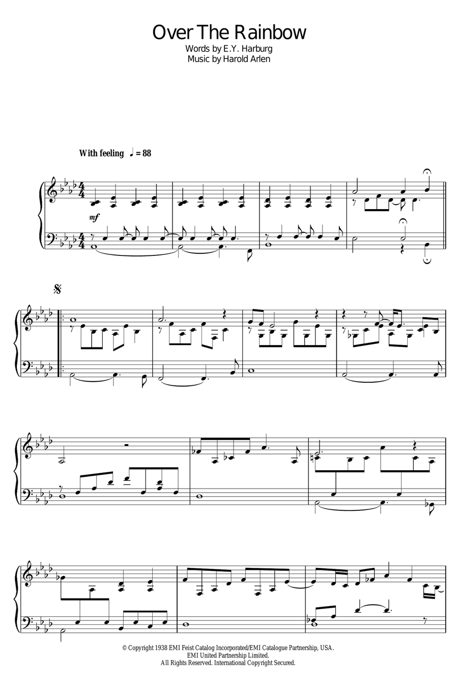 Over The Rainbow Piano Solo scores gallery preview page 1