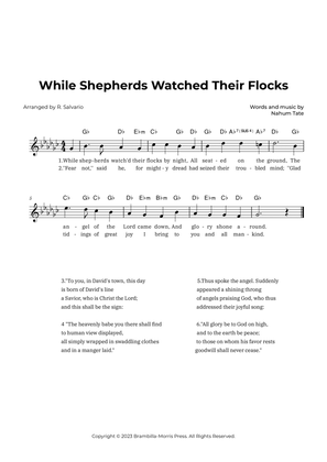 While Shepherds Watched Their Flocks (Key of G-Flat Major)