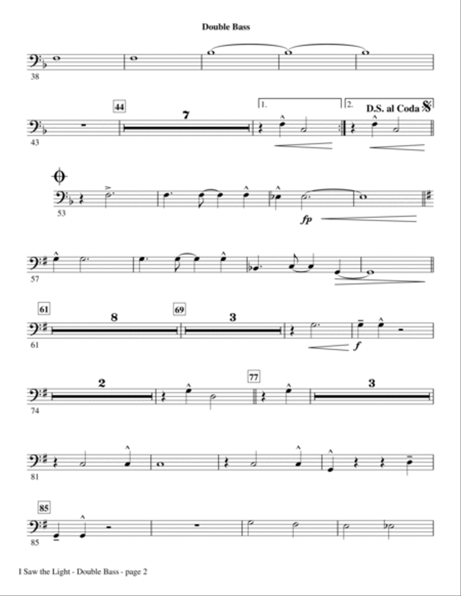 I Saw The Light - Double Bass Choir scores gallery preview page 2