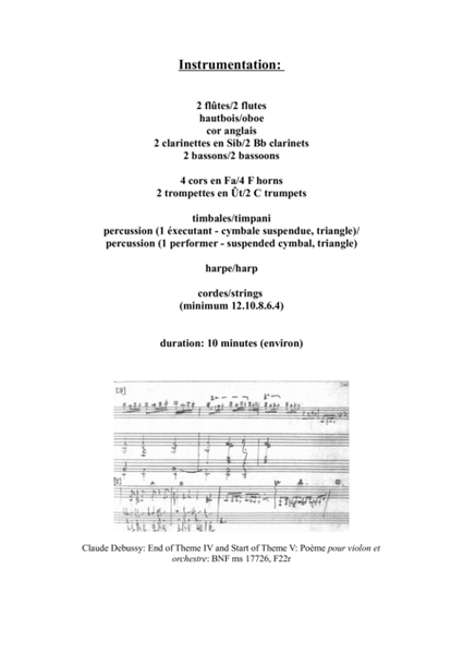 Claude Debussy: Poème for violin and orchestra, full score and solo part