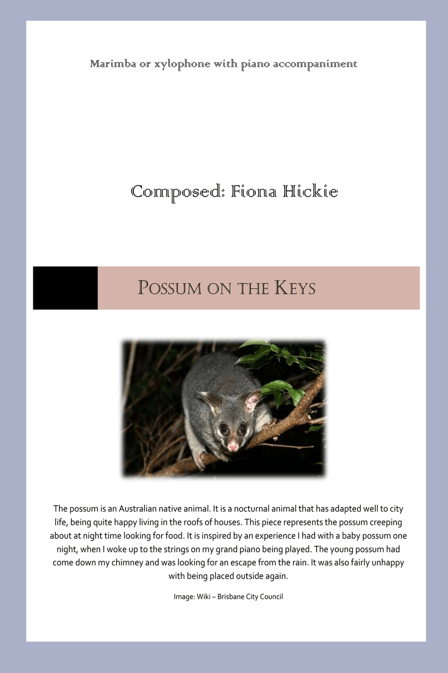 Possum on the Keys Piano scores gallery preview page 1