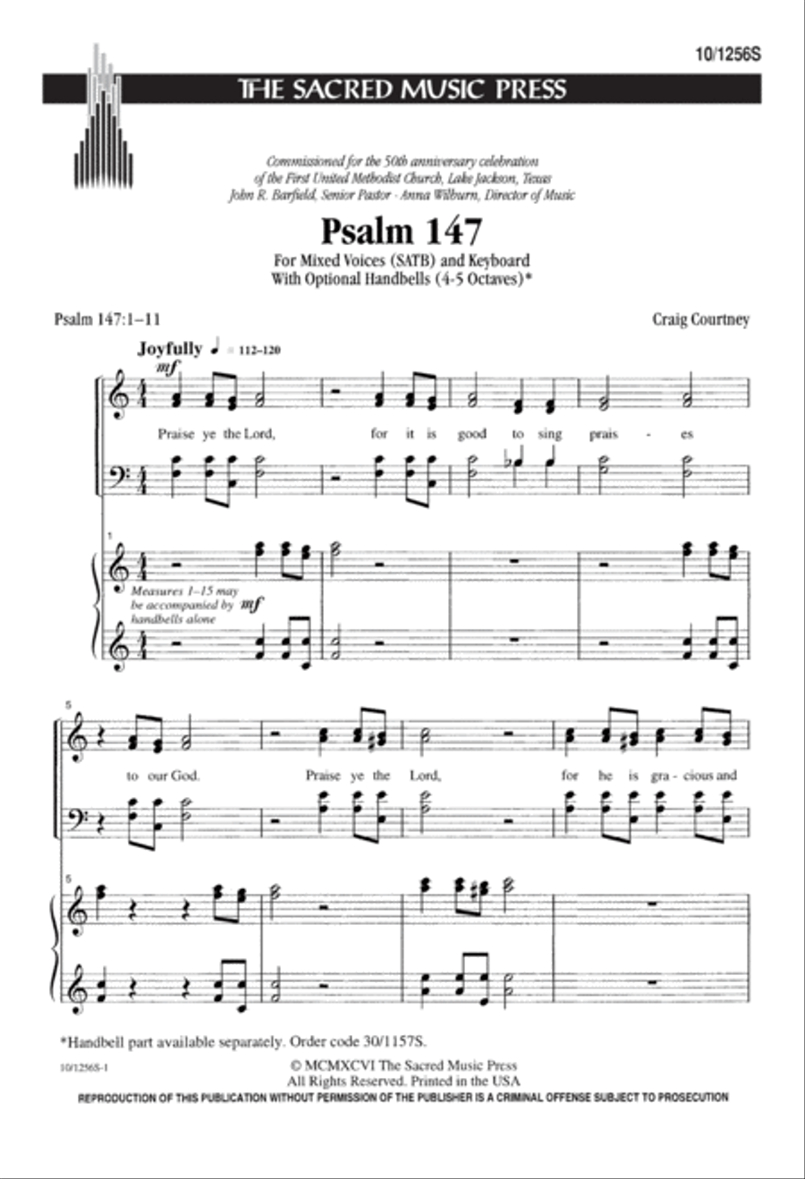 Psalm 147 Psalm 147 4-Part scores gallery preview page 1