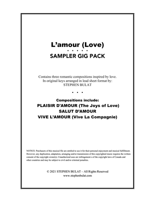L'amour (Love) Sampler Gig Pack - Three selections (Plaisir d'amour, Salut d'amour & Vive L'Amour) a