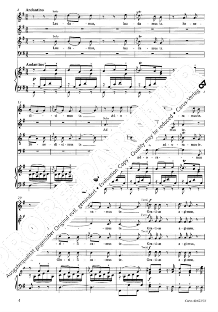 Missa brevis in G major 4-Part scores gallery preview page 7