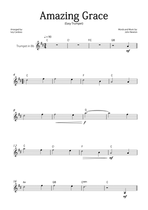 "Amazing Grace" - Beautiful easy version for TRUMPET solo.
