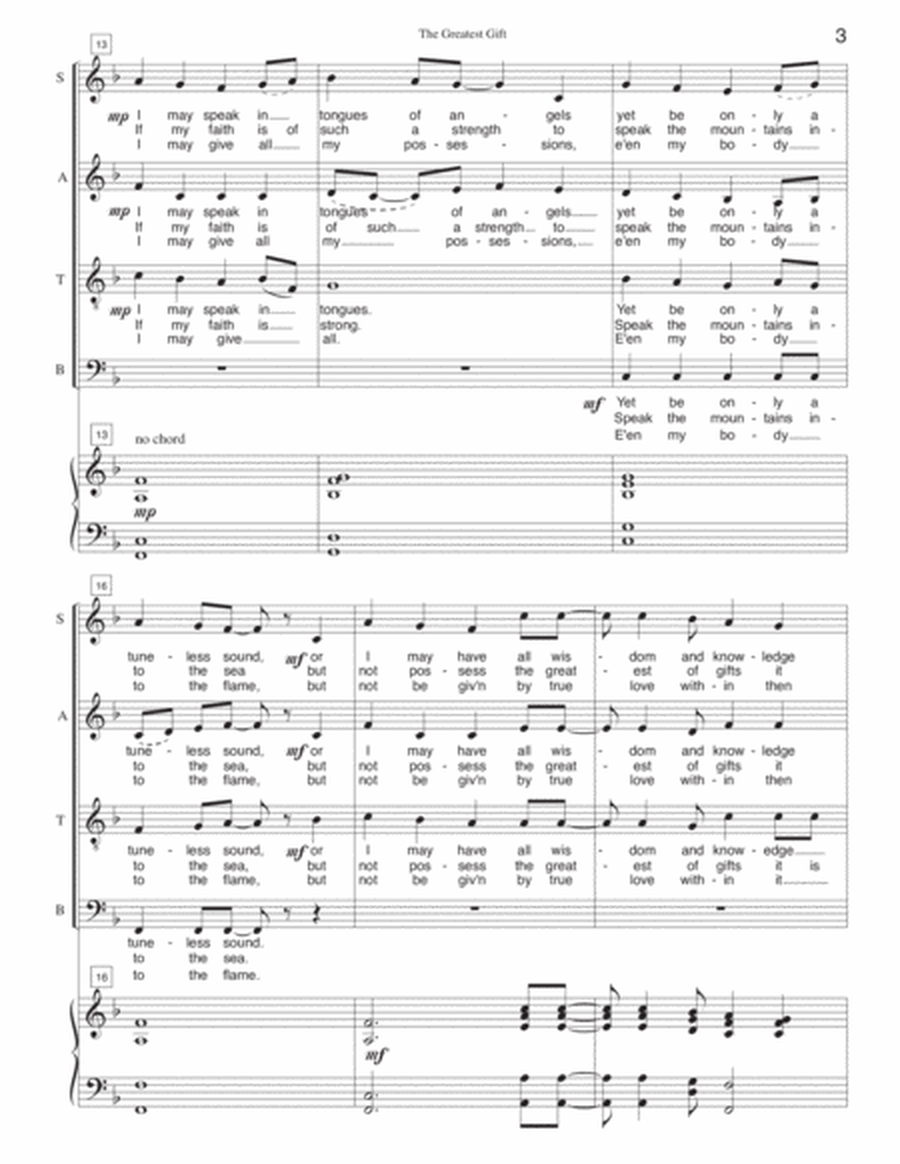 The Greatest Gift - SATB with piano; 1st Corinthians:13 image number null
