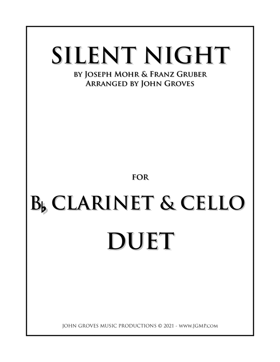 Silent Night - Clarinet & Cello Duet Clarinet scores gallery preview page 1