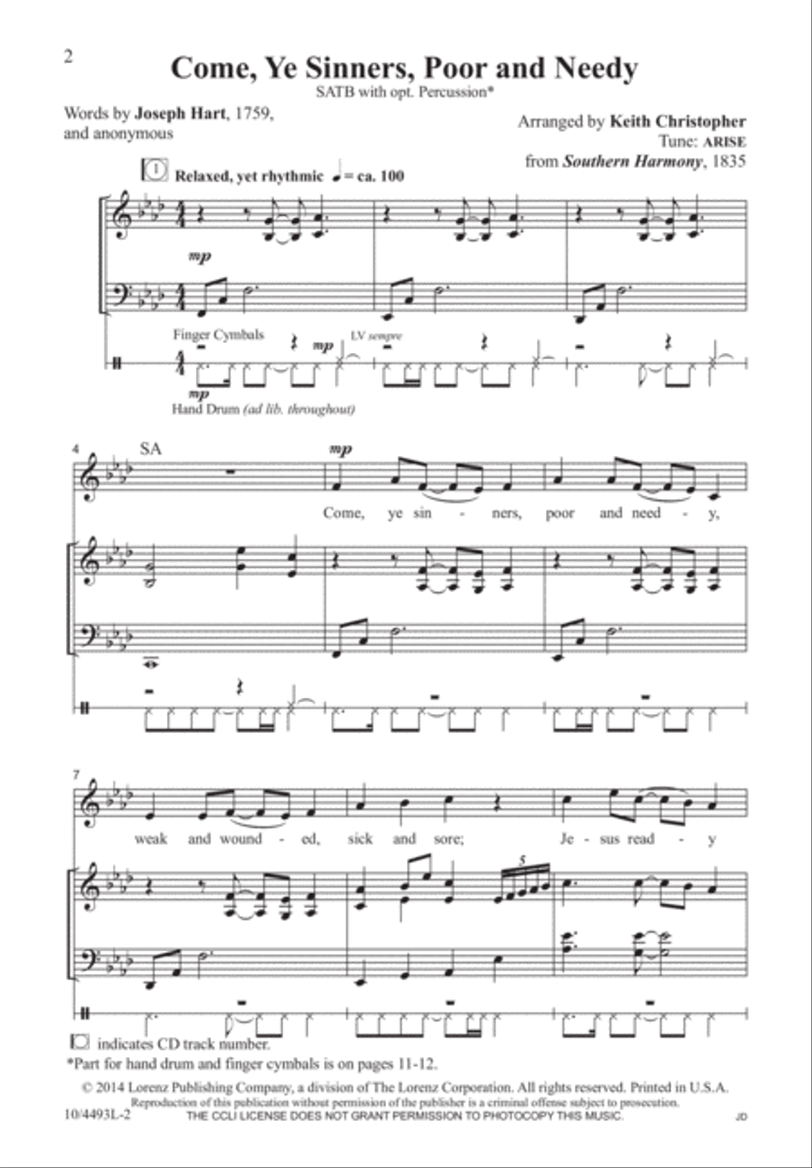 Come, Ye Sinners, Poor and Needy 4-Part scores gallery preview page 2