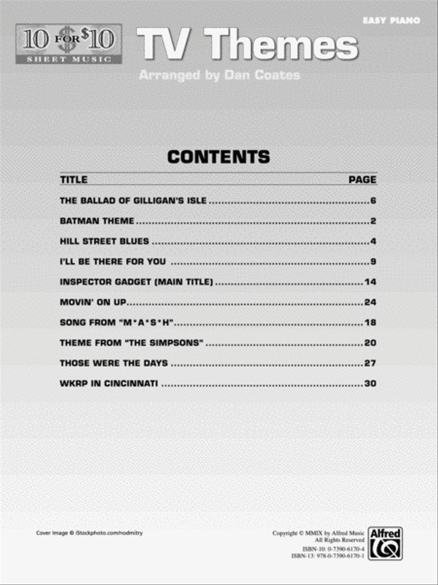 10 for 10 Sheet Music TV Themes Easy Piano scores gallery preview page 2