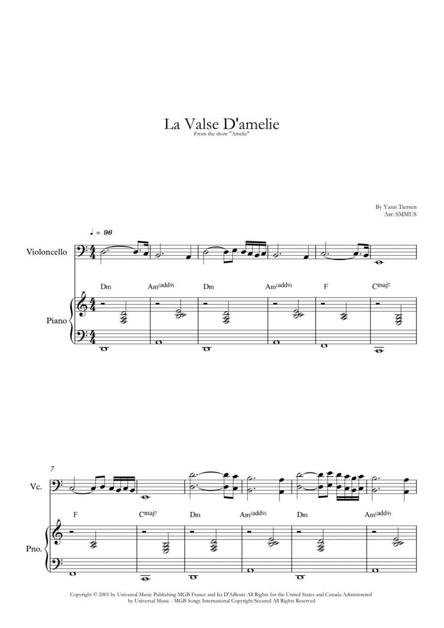 La Valse D'amelie Piano scores gallery preview page 1