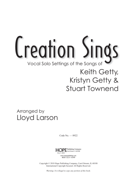 Creation Sings: Vocal Solo Settings of Keith Getty Songs-Digital Download