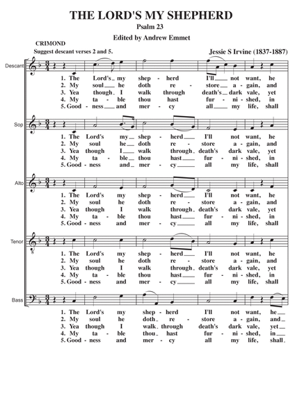 The Lord's My Shepherd (Crimond) A Cappella SATB image number null
