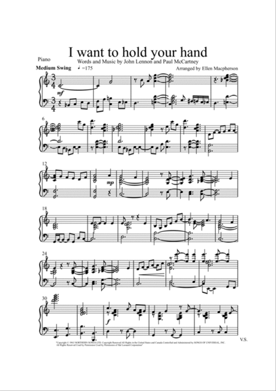 I Want To Hold Your Hand Piano Solo scores gallery preview page 2