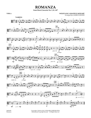 Book cover for Romanza (from Horn Concerto No. 3, K. 447) - Viola