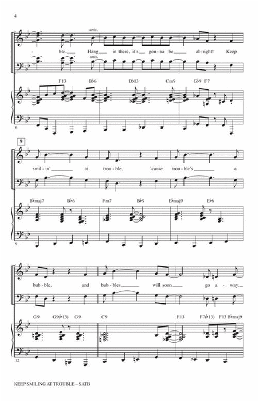 Keep Smiling at Trouble (Trouble's a Bubble) 4-Part scores gallery preview page 4