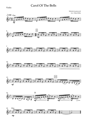 Carol Of The Bells (Mykola Leontovych) for Violin Solo with Chords