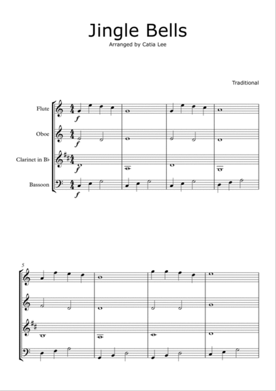 Jingle Bells for Wind Quartet Woodwind Quartet scores gallery preview page 2