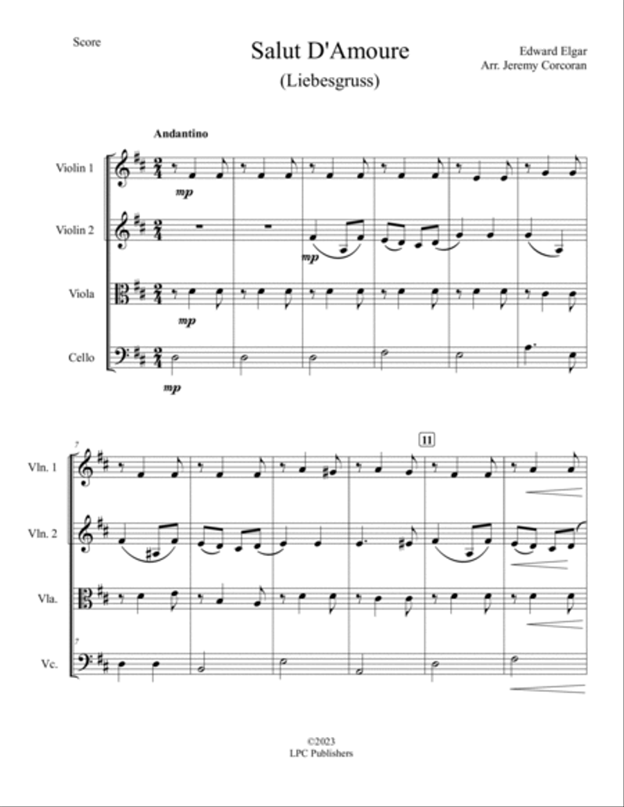 Salut De'Amoure (Liebesgruss) String Quartet scores gallery preview page 2