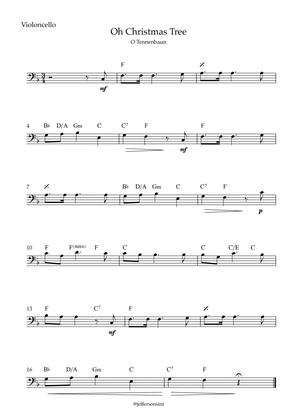 Oh Christmas Tree (O Tennenbaun) - Violoncello and chords