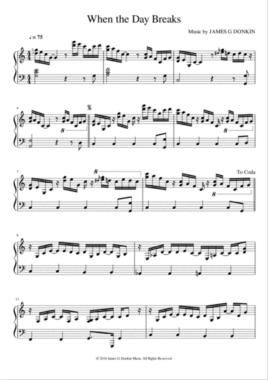 When the Day Breaks When the Day Breaks Piano Solo scores gallery preview page 1