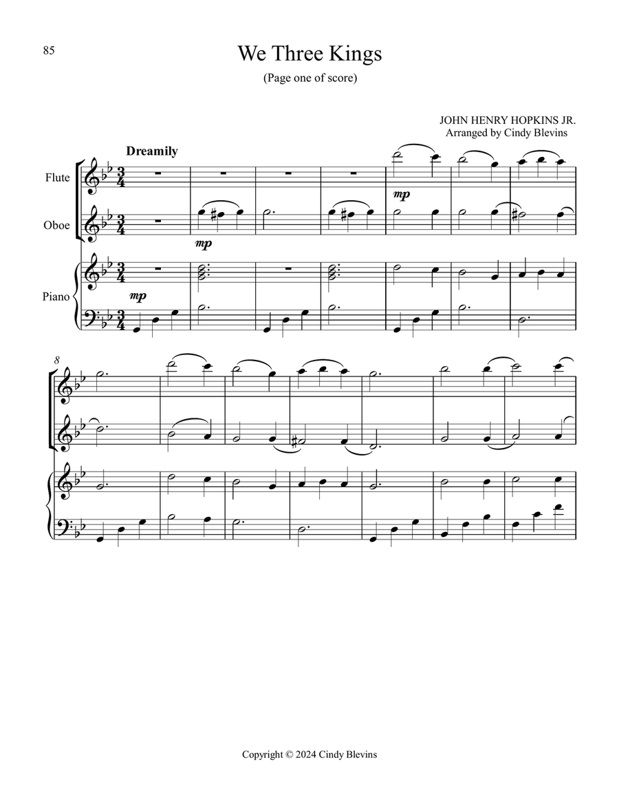 Flute, Oboe and Piano for Christmas, Book 2 (12 arrangements) Woodwind Duet scores gallery preview page 4