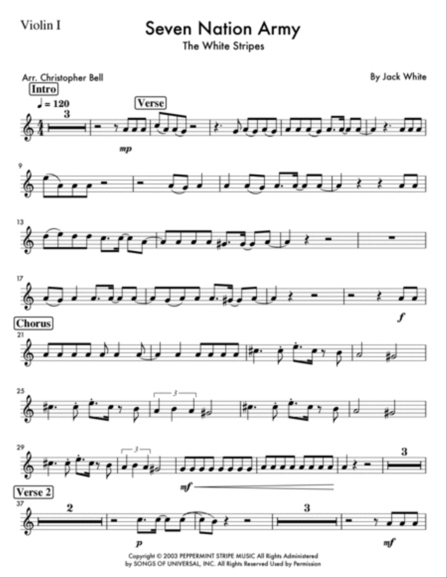 Seven Nation Army Seven Nation Army String Quartet scores gallery preview page 5