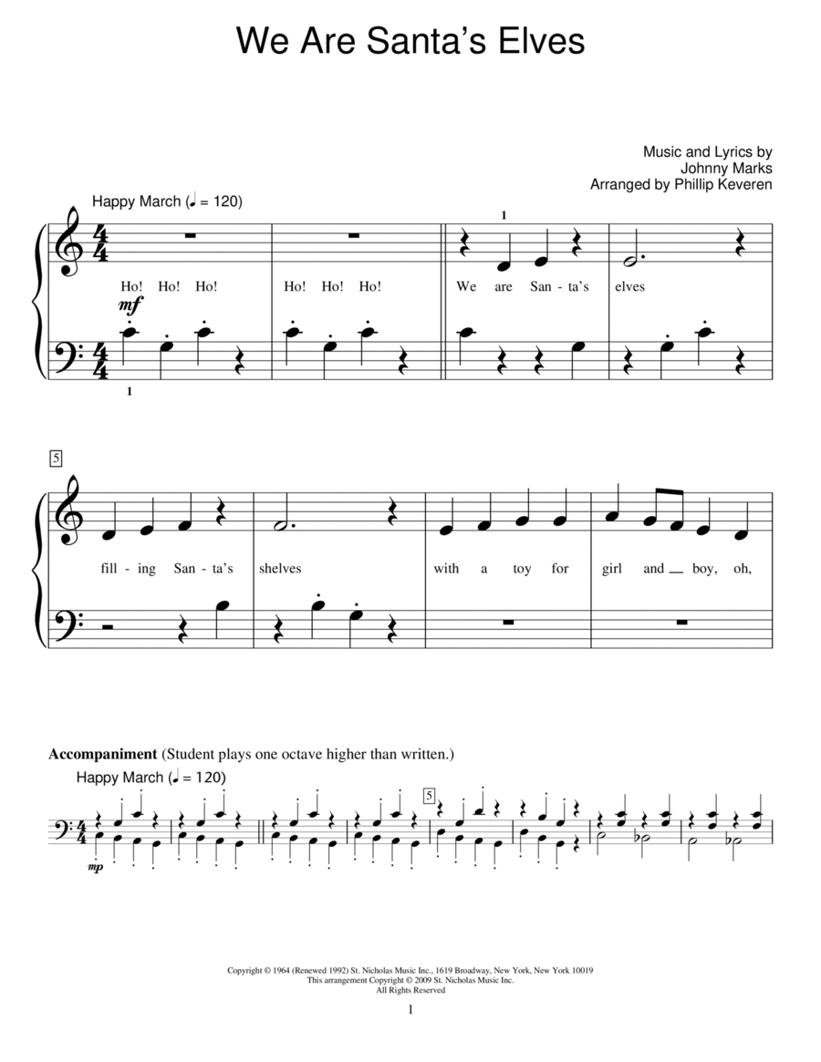 We Are Santa's Elves (arr. Phillip Keveren) Piano Method scores gallery preview page 1