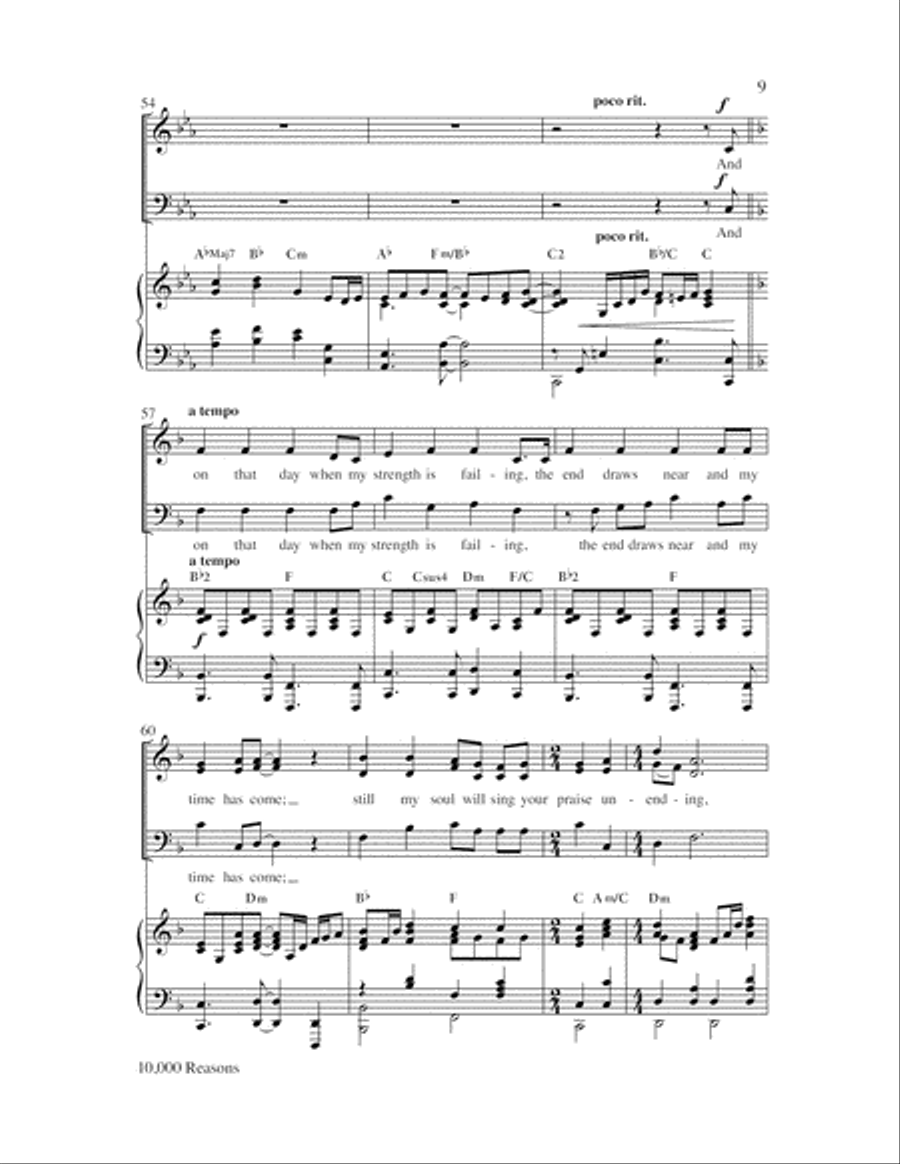 10,000 Reasons (Bless the Lord) 4-Part scores gallery preview page 9