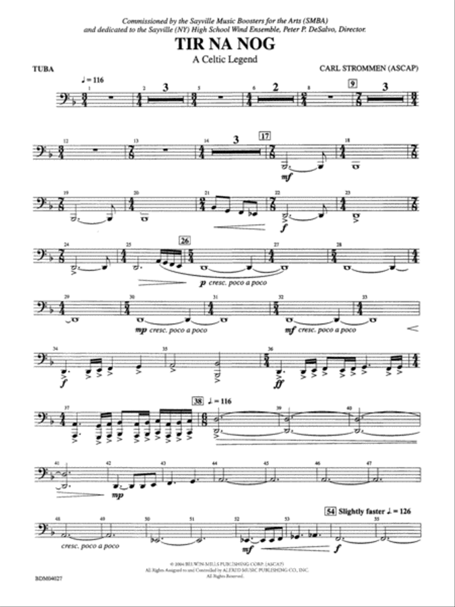 Tir Na Nog (A Celtic Legend): Tuba Concert Band scores gallery preview page 1