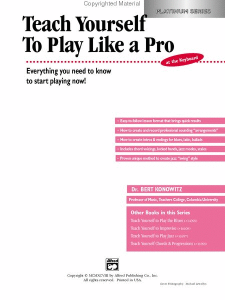 Alfred's Teach Yourself To Play Like A Pro at the Keyboard - Book/CD image number null