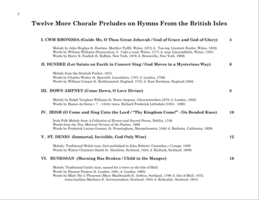 Twelve More Chorale Preludes on Hymns From the British Isles Organ Solo scores gallery preview page 2