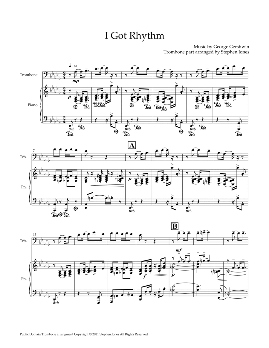 I Got Rhythm Trombone Solo w/ Piano accompaniment image number null