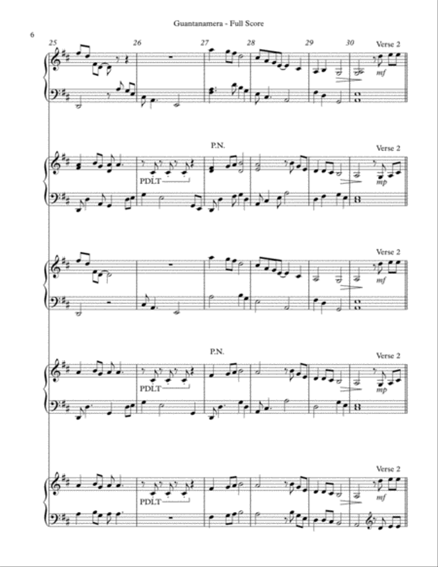 Guantanamera Pedal Harp scores gallery preview page 6