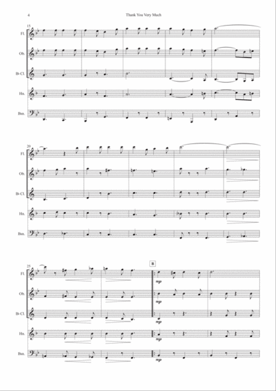 Thank You Very Much Thank You Very Much Woodwind Quintet scores gallery preview page 4