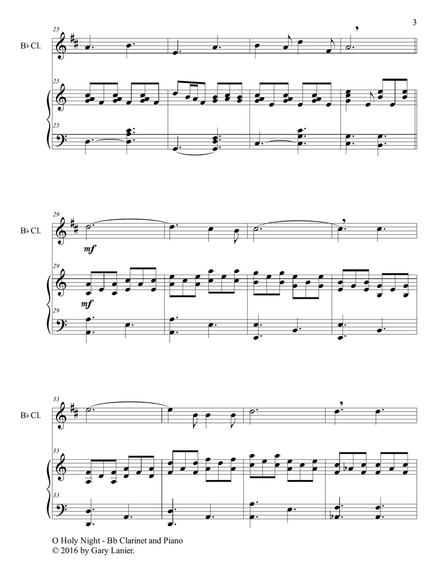 O HOLY NIGHT (Duet – Bb Clarinet & Piano with Parts) O HOLY NIGHT (Duet – Bb Clarinet & Piano with Parts) B-Flat Clarinet scores gallery preview page 4