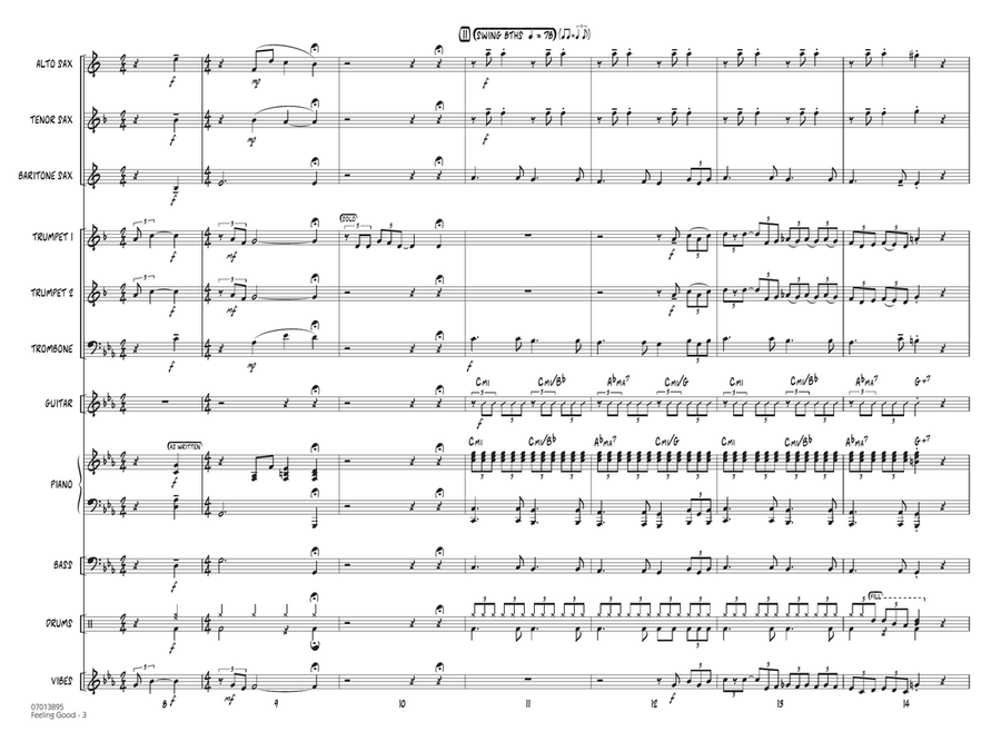 Feeling Good (arr. Rick Stitzel) - Full Score Jazz Ensemble scores gallery preview page 3