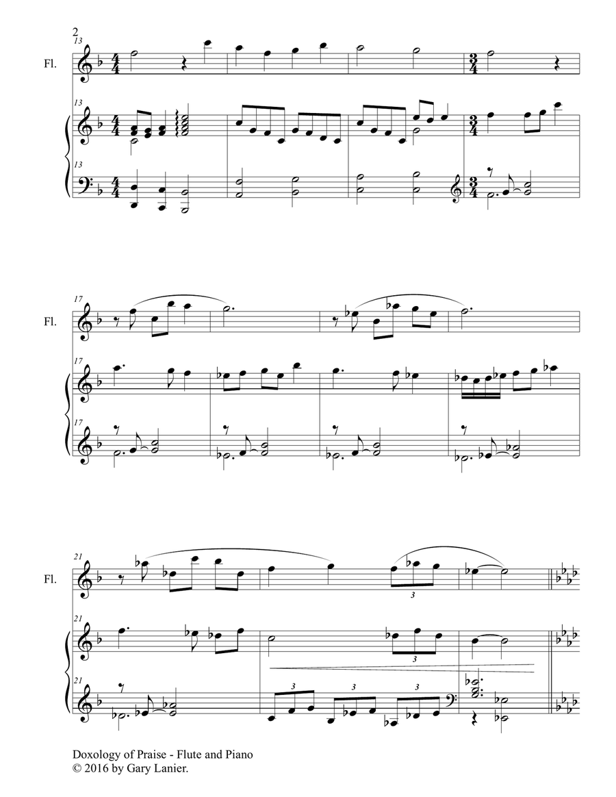 DOXOLOGY of PRAISE (Duet – Flute & Piano with Parts) DOXOLOGY of PRAISE (Duet – Flute & Piano with Parts) Flute Solo scores gallery preview page 3