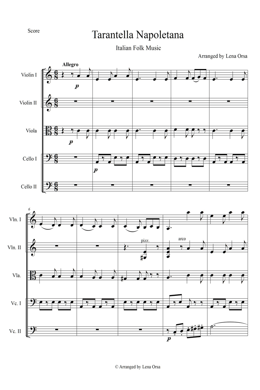 Tarantella Napoletana String Quintet String Trio scores gallery preview page 2