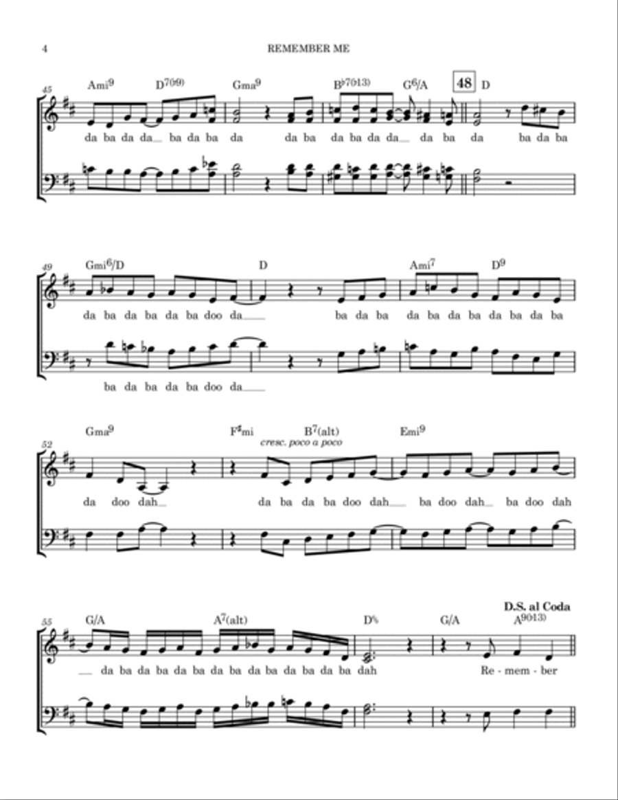 Remember Me (ernesto De La Cruz) 4-Part scores gallery preview page 4