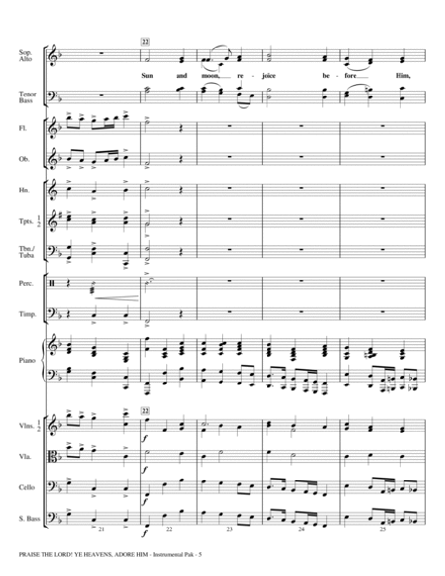 Praise The Lord! Ye Heavens, Adore Him - Full Score Choir scores gallery preview page 5