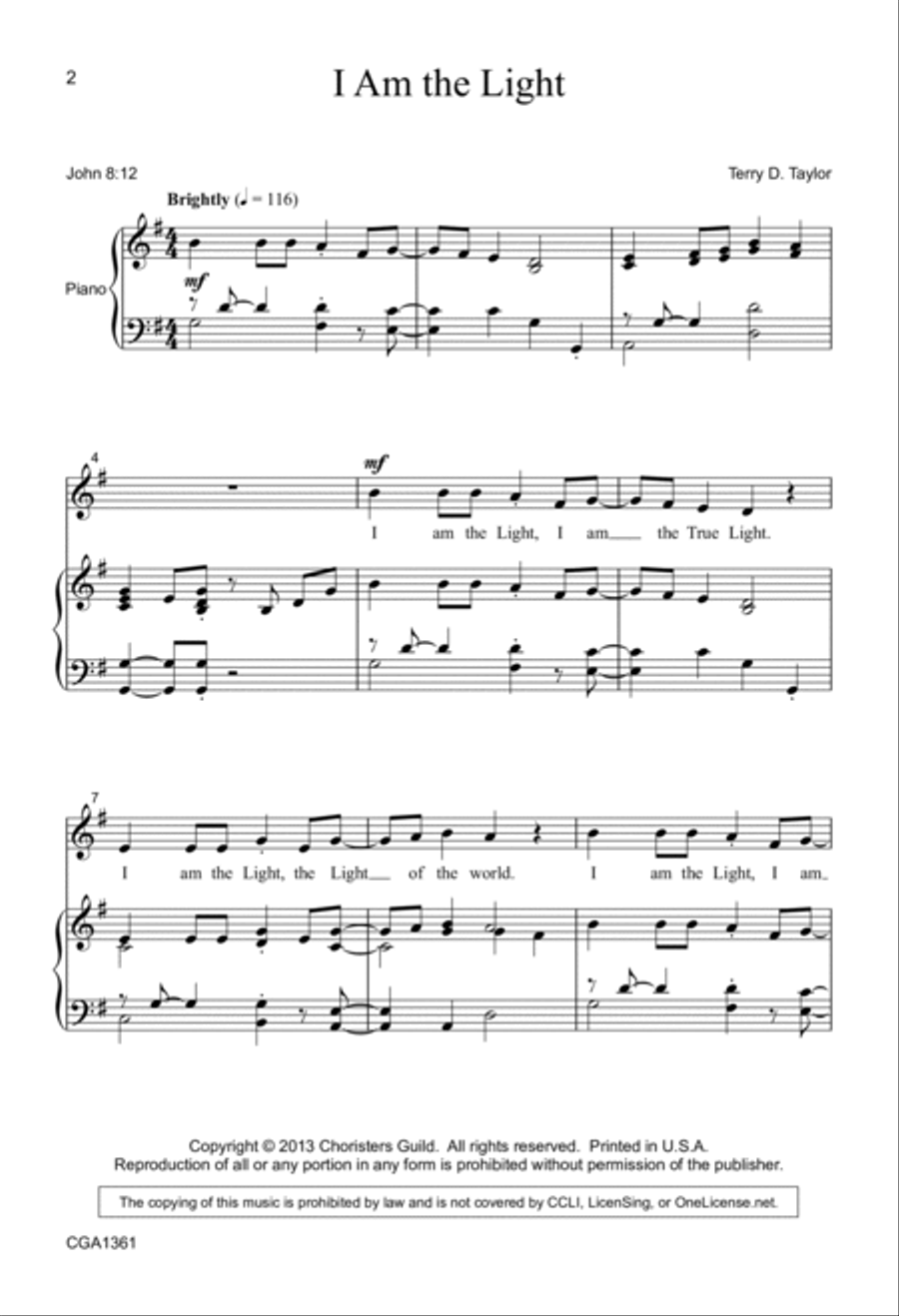 Shine Your Light Unison Choir scores gallery preview page 2