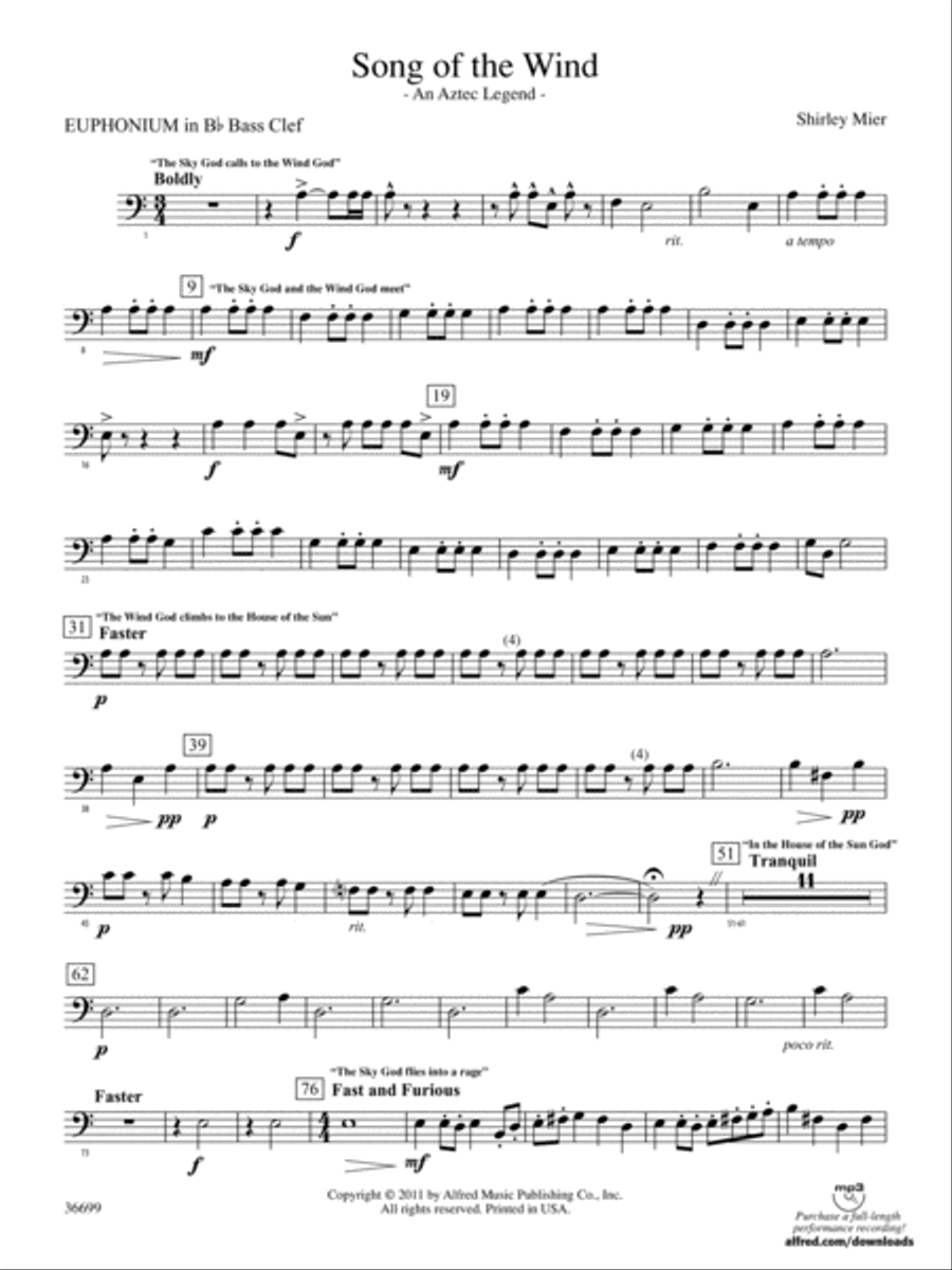 Song of the Wind: (World Part) B-flat Baritone B.C. Concert Band scores gallery preview page 1