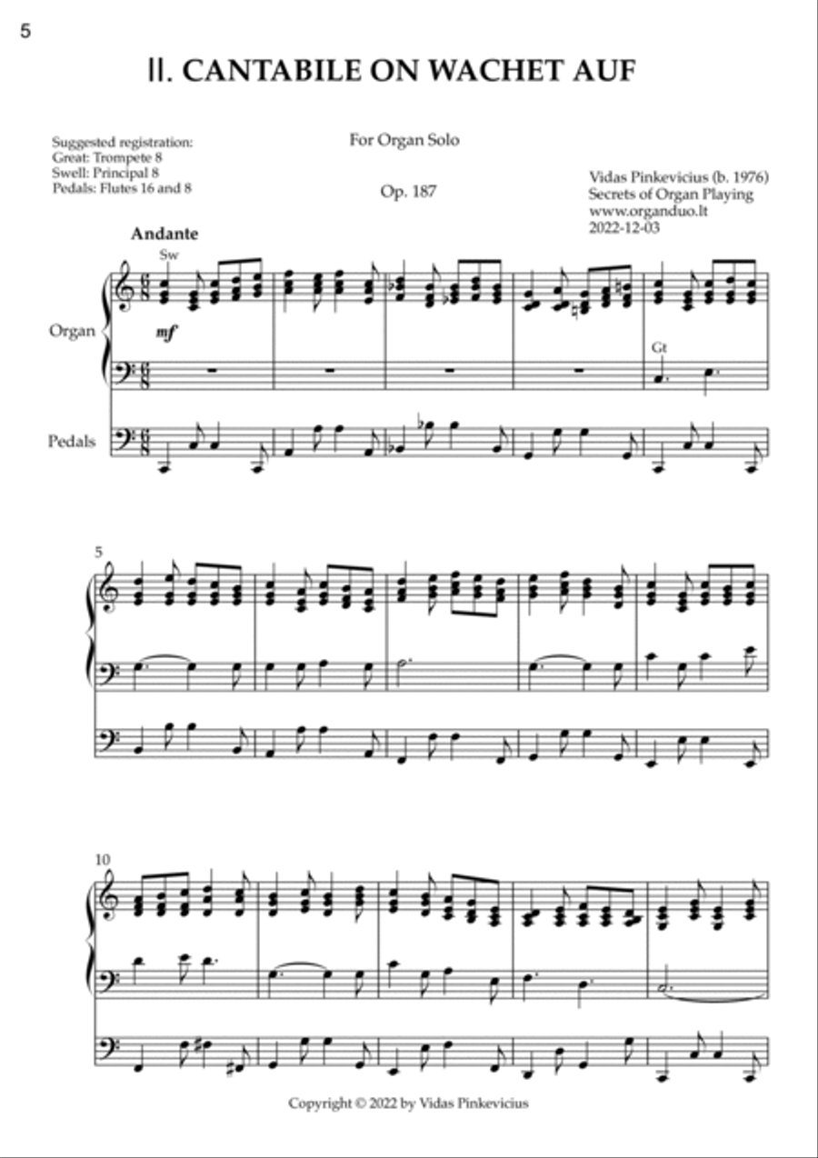 Wachet auf Suite (Organ Solo) by Vidas Pinkevicius Organ Solo scores gallery preview page 6