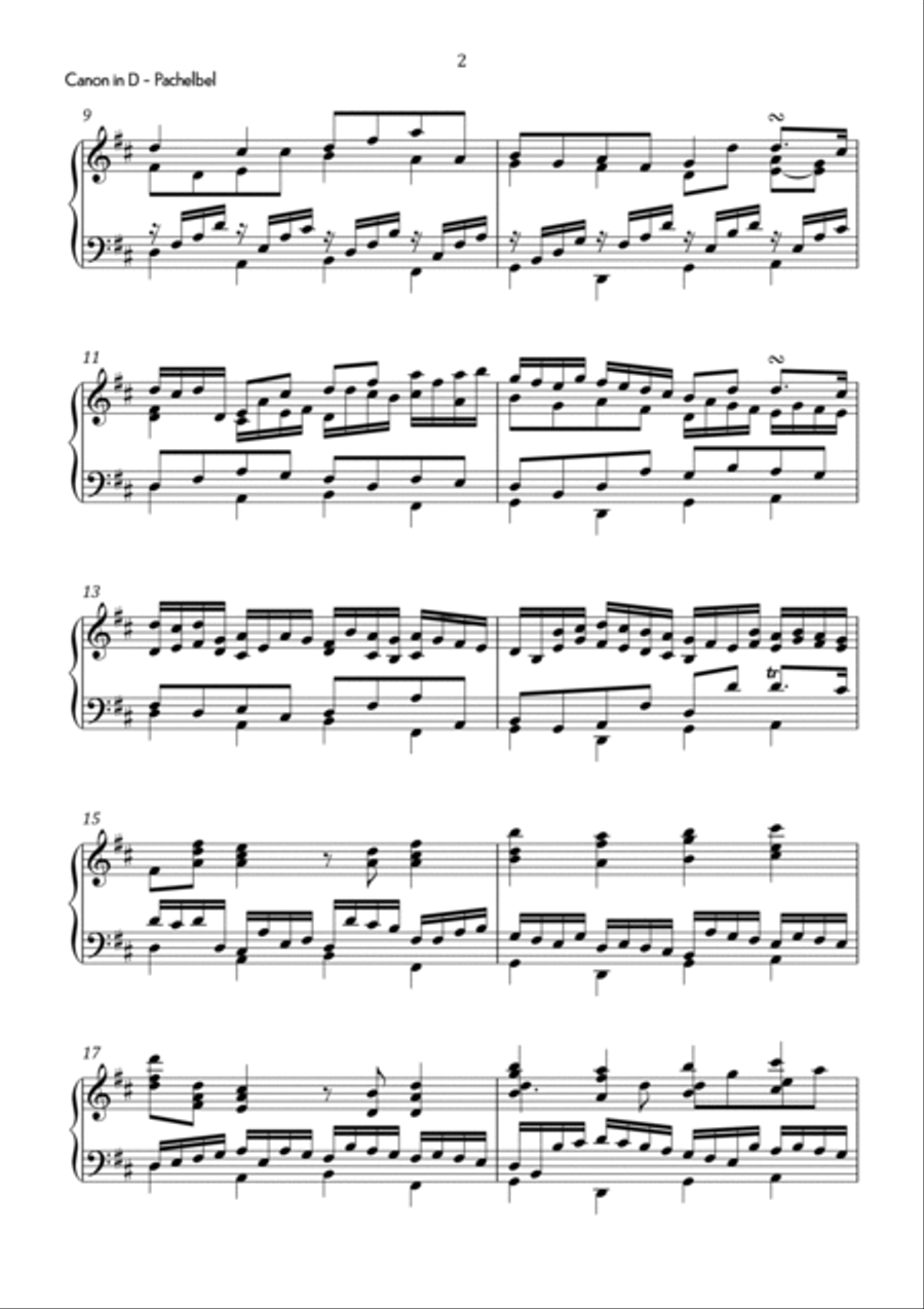 Pachelbel - Canon in D Major - Intermediate Chamber Music scores gallery preview page 3