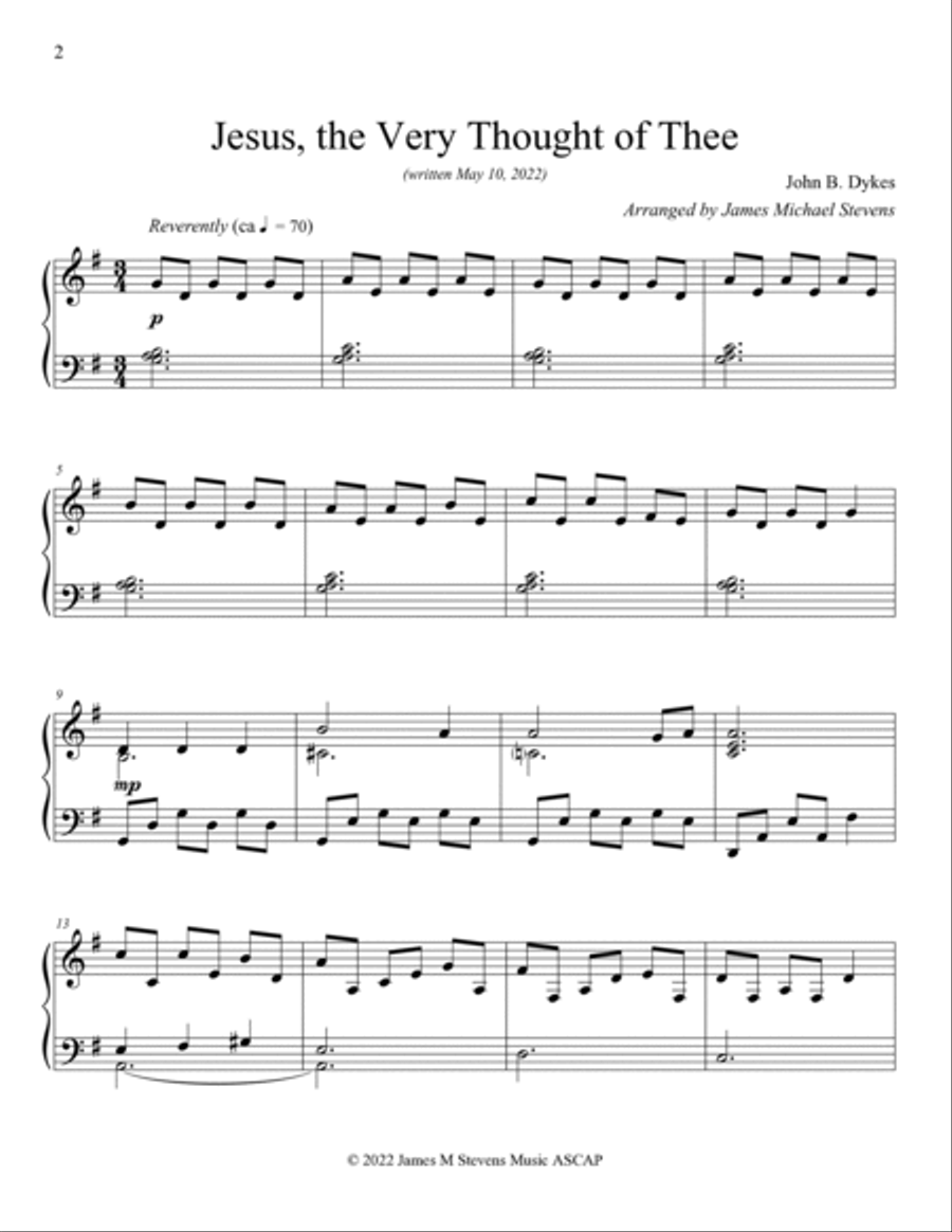 Jesus, the Very Thought of Thee Piano Solo scores gallery preview page 2