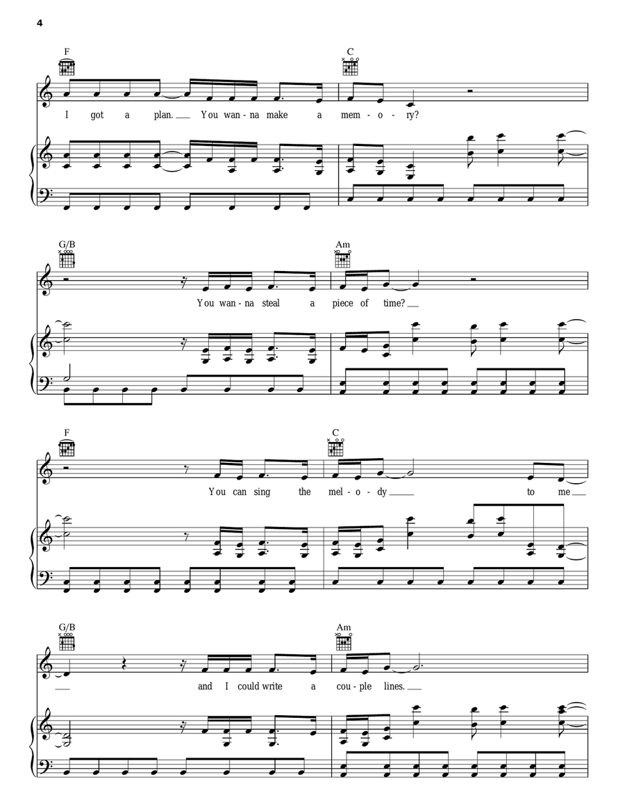 (You Want To) Make A Memory Piano, Vocal, Guitar scores gallery preview page 4