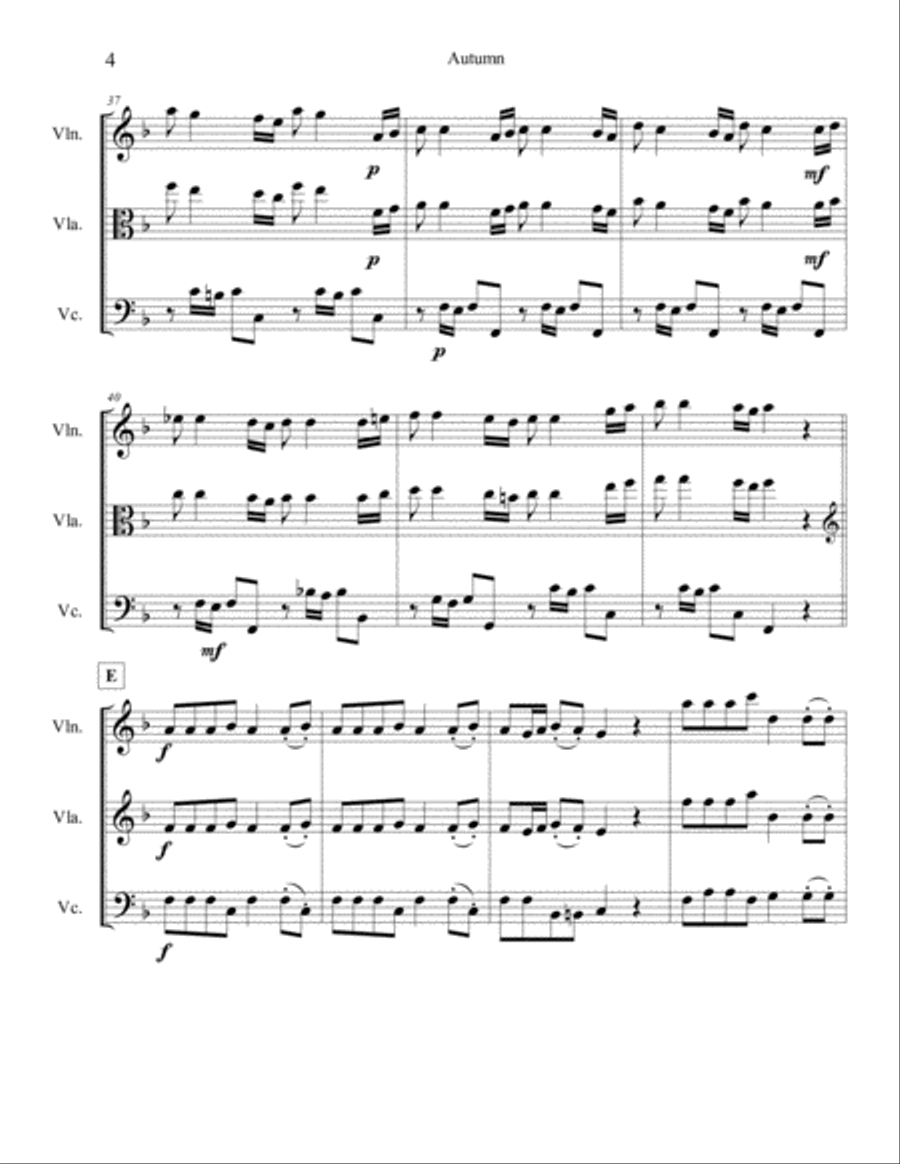 Autumn - Allegro mvt.1 TRIO (Violin, Viola /Violin2, Cello) String Trio scores gallery preview page 5
