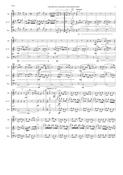 UKRAINIAN FOLK TUNE RONDO for Oboe, Clarinet, Bassoon image number null