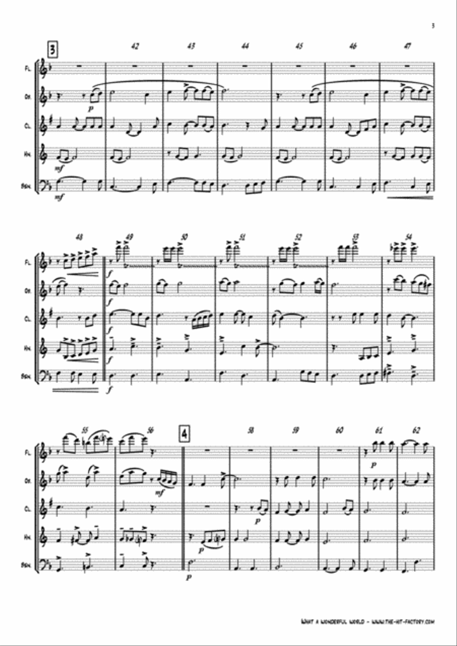 What A Wonderful World Woodwind Quintet scores gallery preview page 3