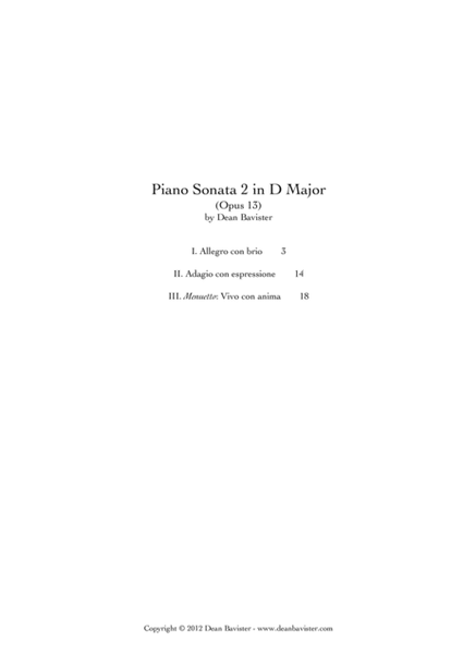 Piano Sonata 2 in D Major (Opus 13) image number null